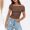 Brown, variant on Graphic Tees for Women T-Shirts Women's Shoulder Short Sleeve Top Pleated Going Out Style Slim Fit Cropped Blouse Pink M