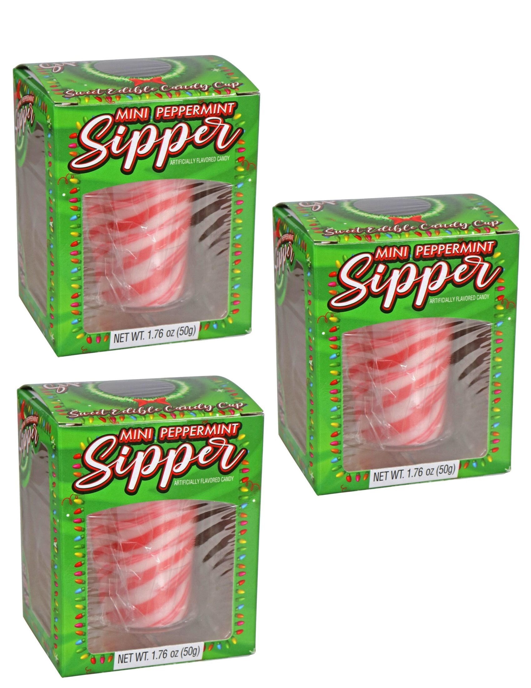 CGT Mini Peppermint Edible Candy Cups Sipper Shot Glass Holidays