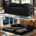 thumbnail image 2 of VKHCU 79" Convertible Sofa Bed, 5-in-1 Sleeper Sofa, Boneless Couch with Fixed-Shape Frame, Corduroy Folding Floor Sofa for Living Rooms,Bedroom, Apartment, No Assembly Required, Black, 2 of 9