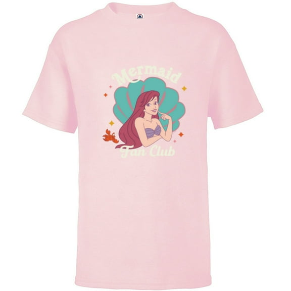 Disney Princess The Little Mermaid Ariel Mermaid Fan Club - Short Sleeve T-Shirt for Kids - Customized-Soft Pink