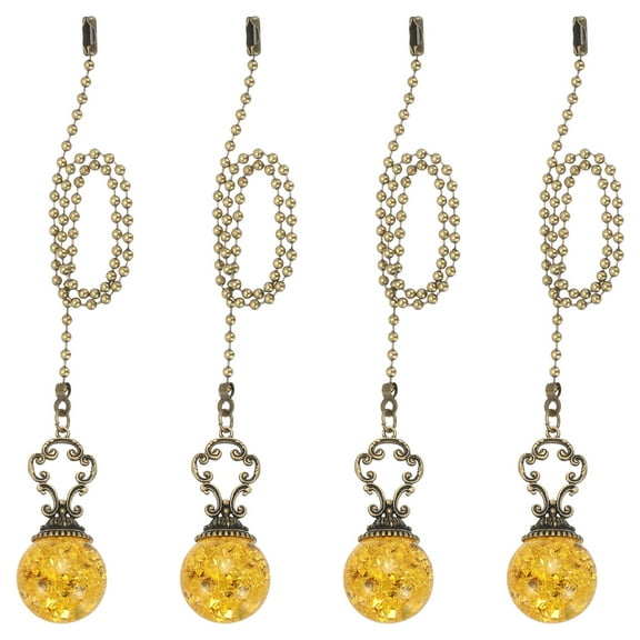 Uxcell 4 Pcs 15" Crystal Ceiling Fan Pull Chain, Amber ( Ball)