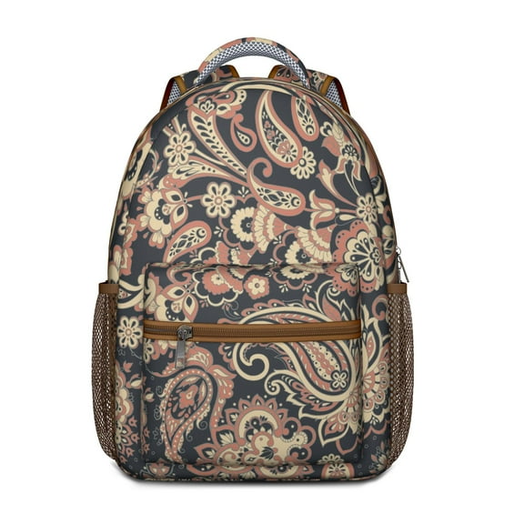 Elegant Paisley Boho Design Backpack - Waterproof & Durable Bookbag with Spinal Support for Students