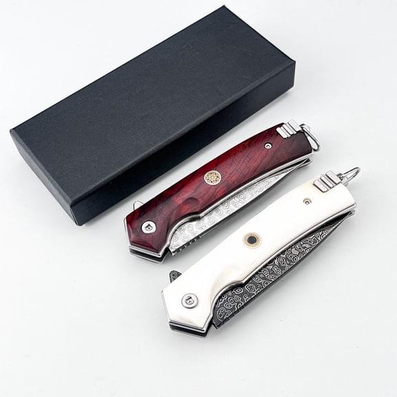 Damascus Steel EDC Folding Pocket Knife Ideal Gift for Outdoor Daily Use