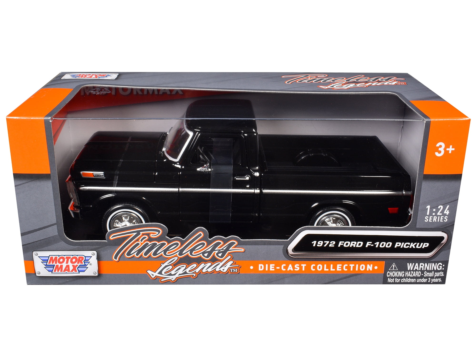 1972 Ford F-100 Pickup Truck Black "Timeless Legends" Series 1/24 Diecast Model Car by Motormax