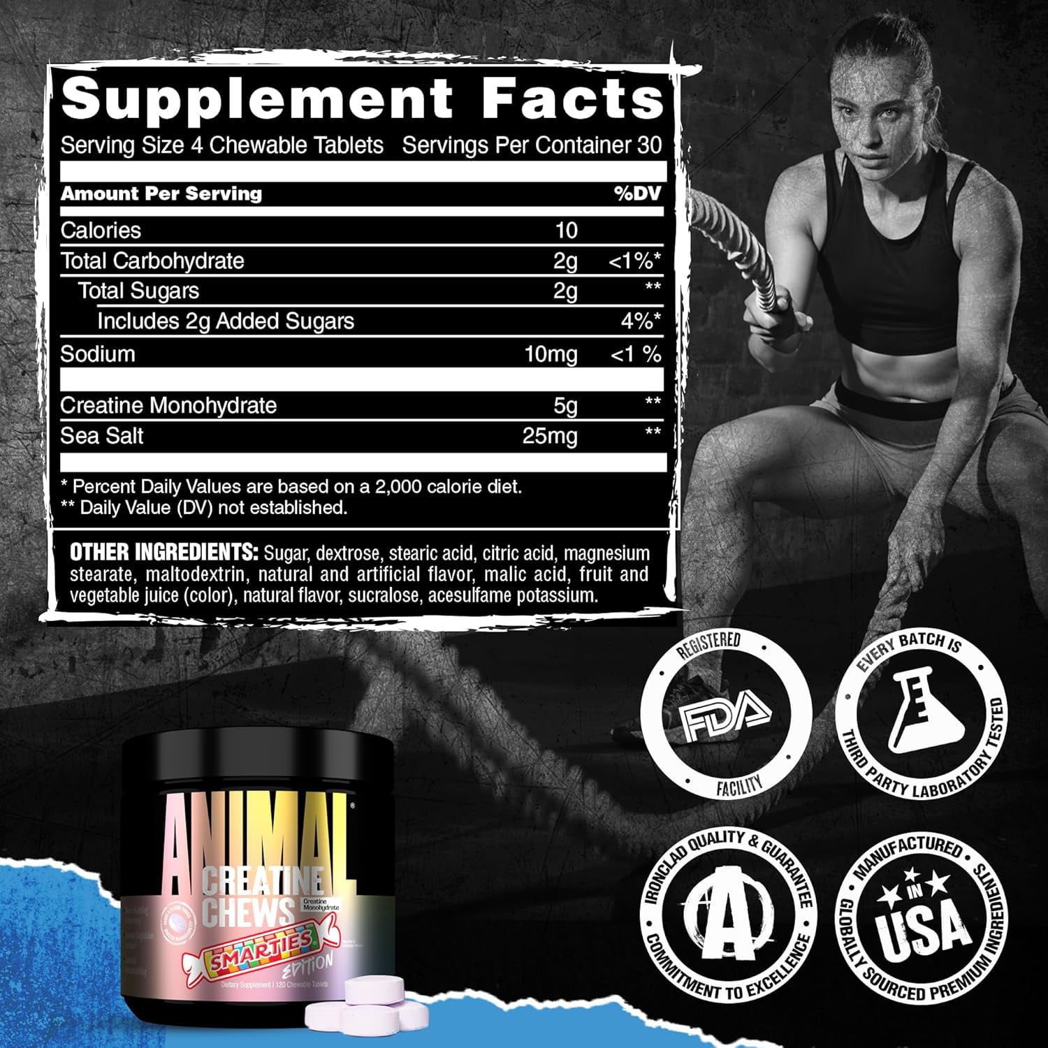 Animal Creatine Performance Chews - Smarties® - 120 Chewable Tablets
