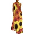thumbnail image 2 of Red Yellow Sunflower Dress Spring Colorful Flowers Streetwear Bohemia Long Dresses Woman Graphic Party Maxi Dress Big Size 5XL, 2 of 7