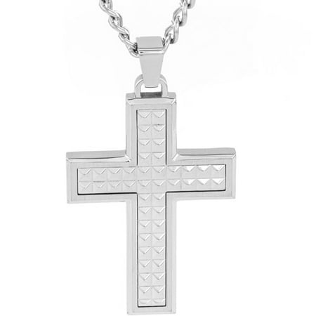 Crucible Stainless Steel Studded Cross Pendant Necklace