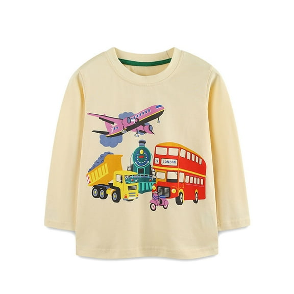 Kiijoy Boys Casual Graphic T-Shirt Long Sleeve Crew Neck Cotton T Shirt, Sizes 12-24M