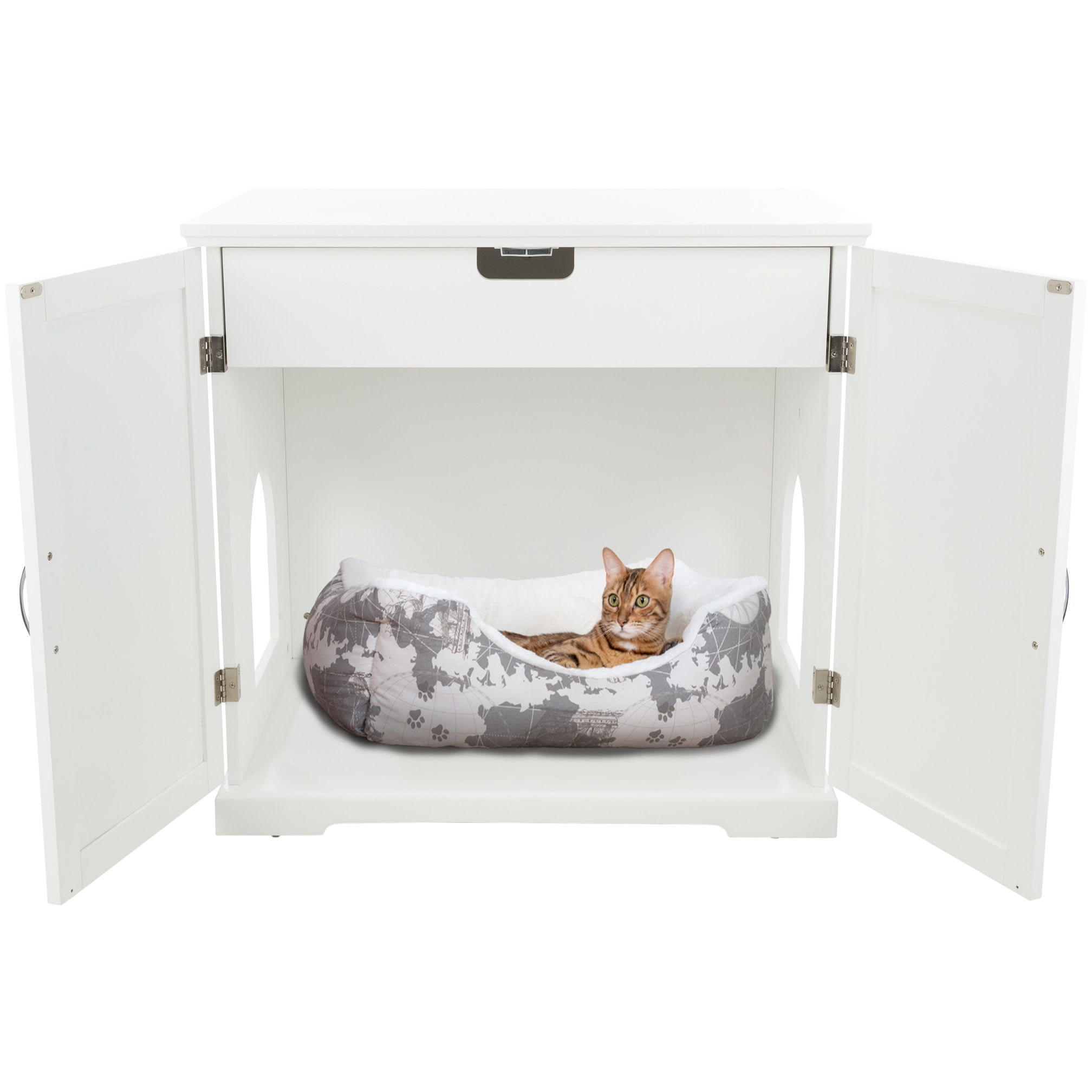 Free Shipping TRIXIE XL Wooden Litter Box Enclosure with Storage Drawer for Large Size Litter Box White Walmart