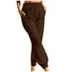 thumbnail image 1 of Pantalones de algodón y lino elásticos de color sólido informales a la moda para mujer Pompotops  ulkah939753, 1 of 5