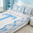 thumbnail image 2 of Erosebridal Monogrammed T Zipper Queen Comforter Set with Fitted Sheet and 2 Pillowcases, Princess Bow-Tie Zipper Bedding Set, Stars Reversible, Baby Blue, Stars Reversible, 2 of 7