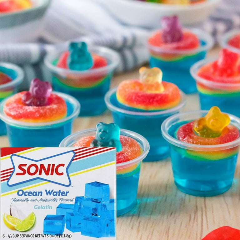 Sonic Ocean Water Gelatin Mix, Flavored Blue Gelatin Powder for