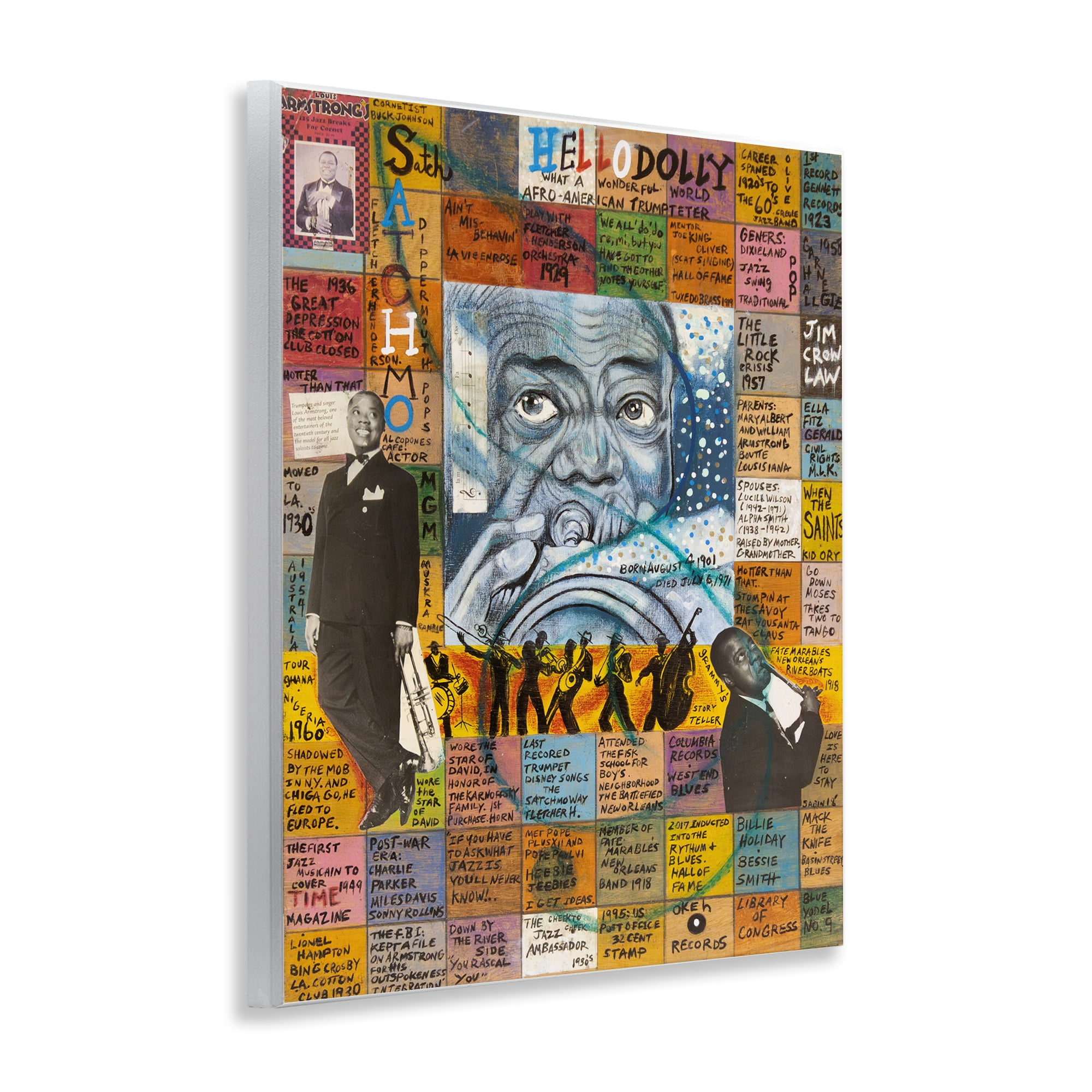 Stupell Industries Louis Armstrong Collage People Drawing Unframed Art Print Wall Art, 11 x 14