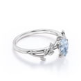 thumbnail image 3 of JeenMata Botanical Design - 1 Carat Pear Cut Seafoam Created Aquamarine - 4 Prong Engagement Ring - 18K White Gold Plating over Silver, 3 of 6