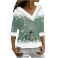 thumbnail image 2 of Craaazy Christmas Womens Shirts Fluffy Fuzzy V Neck Xmas Long Sleeve Womens Tops Snowflake Graphic Blouse Gifts for Women, 2 of 3