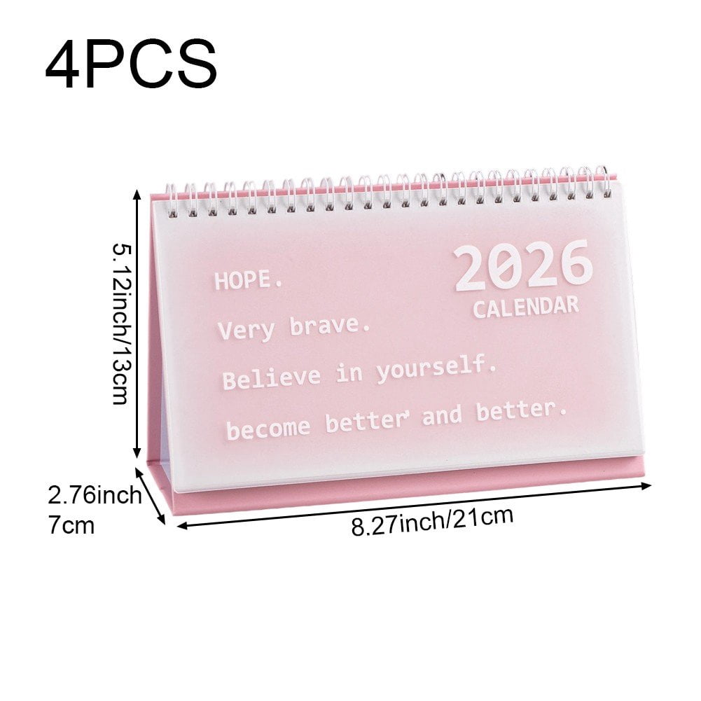 Slccxzc 4pcs 2026 Desktop Calendar Freestanding Flip Month to View Spiral Bound Calender for Home Business Office