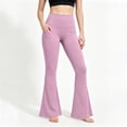 thumbnail image 4 of Ashyfjp Sport Workout Flared Yoga Pants for Women Solid Wide Elastic Waist Soft Comfortable Full Length Bottoms Ideal for Daily Yoga Training Wear, Size (S-XXL), 4 of 9