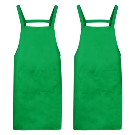 

HARFINGTON 2pcs H Style Apron Kitchen Cooking Aprons Artist Painting Apron with 2 Pockets for Home Kitchen Restaurant Craft Garden Cooking Green C43