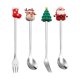 thumbnail image 1 of Juego de cucharas y tenedores navideños de acero inoxidable, cubiertos, tenedores para repostería y té. Plata 4 Piezas, 1 of 8