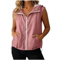 thumbnail image 2 of Womens Active Sleeveless Jackets Sun Protection Zip Up Hoodies Lightweight Outdoor Hiking Jacket with Pockets Pink XL, 2 of 6