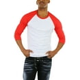 thumbnail image 6 of ToBeInStyle Mens Sleeved Baseball Inspired Classic Shirt Tee - 3/4 Sleeve - Red/White - X-Large, 6 of 7