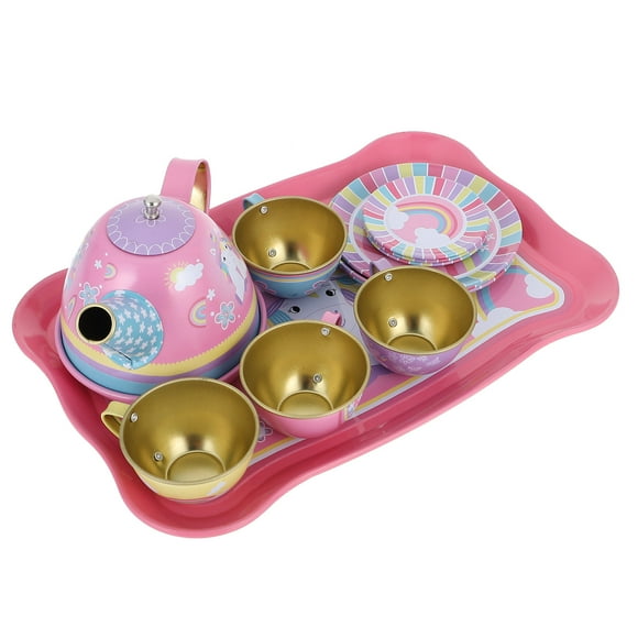 MasteelfCA 1 Set Unicorn Tin Tea Set Cartoon Imitation Tea Set Make Tea Toy Set for Girls