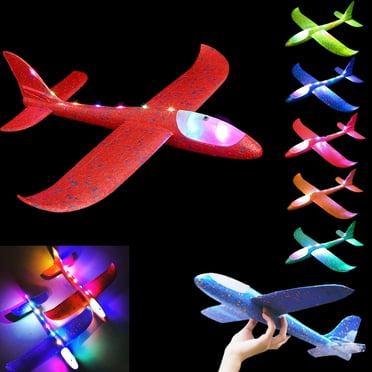 3 Pack LED Light Airplane Toys-18.5” X-Large Throwing Foam Plane With 2 Flight Modes Glider Plane-Outdoor Flying Toys