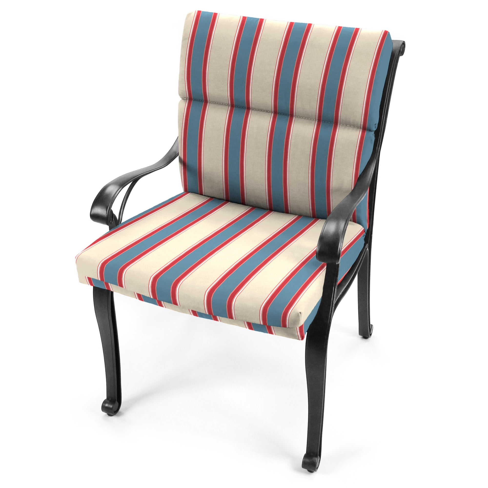 Jordan Manufacturing 44" x 22" Sanders Ravine Multicolor Stripe Rectangular Outdoor Chair Cushion with Ties and Hanger Loop