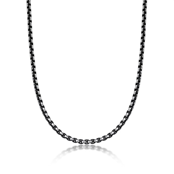 The Pulley - Stainless Steel Round Lobster Box Chain Black IP - 24 Inches