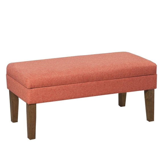 Benzara Fabric Upholstered Wooden Bench with Lift Top Storage - Orange - 18.5 x 40 x 18 in.