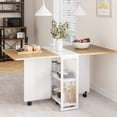 thumbnail image 2 of Folding Drop Leaf Dining Table with 2-Tier Storage, Extendable Rectangular Kitchen Table Set for 4, Space-Saving Collapsible Expandable Furniture for Dining Room, Kitchen & Office Natural, 2 of 6
