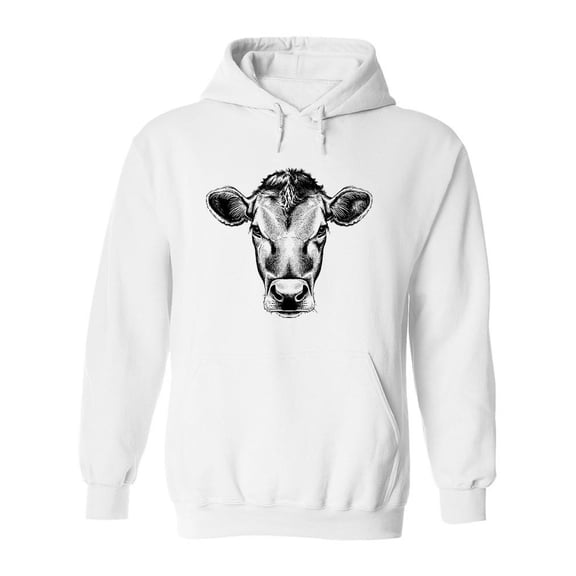 Cow's Face Pencil Drawing Hoodie Men -Image by Shutterstock, Male Medium