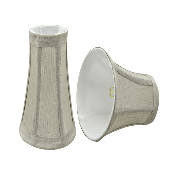 Aspen Creative 30245-2 Small Bell Shape Chandelier Clip-On Lamp Shade Set (2 Pack), Transitional Design in Silver-Grey, 4" bottom width (2 1/2" x 4" x 5" )