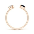 thumbnail image 2 of ANGARA Natural Two-Stone Emerald-Cut Blue Sapphire & Pear Diamond Open Ring in 14K Rose Gold for Women (Size-6x4mm) | September Birthstone, Anniversary, Jewelry Gift for Women | Natural Sapphire Ring, 2 of 9