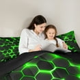 thumbnail image 4 of Manfei Geometric Honeycomb 7-Piece Twin Bedding Sets,Modern Minimalism Geometric Bedding Comforter Set,Green Black Hexagon Sheet Sets For Teens,Ultra Soft Home Decor Reversible, 4 of 8
