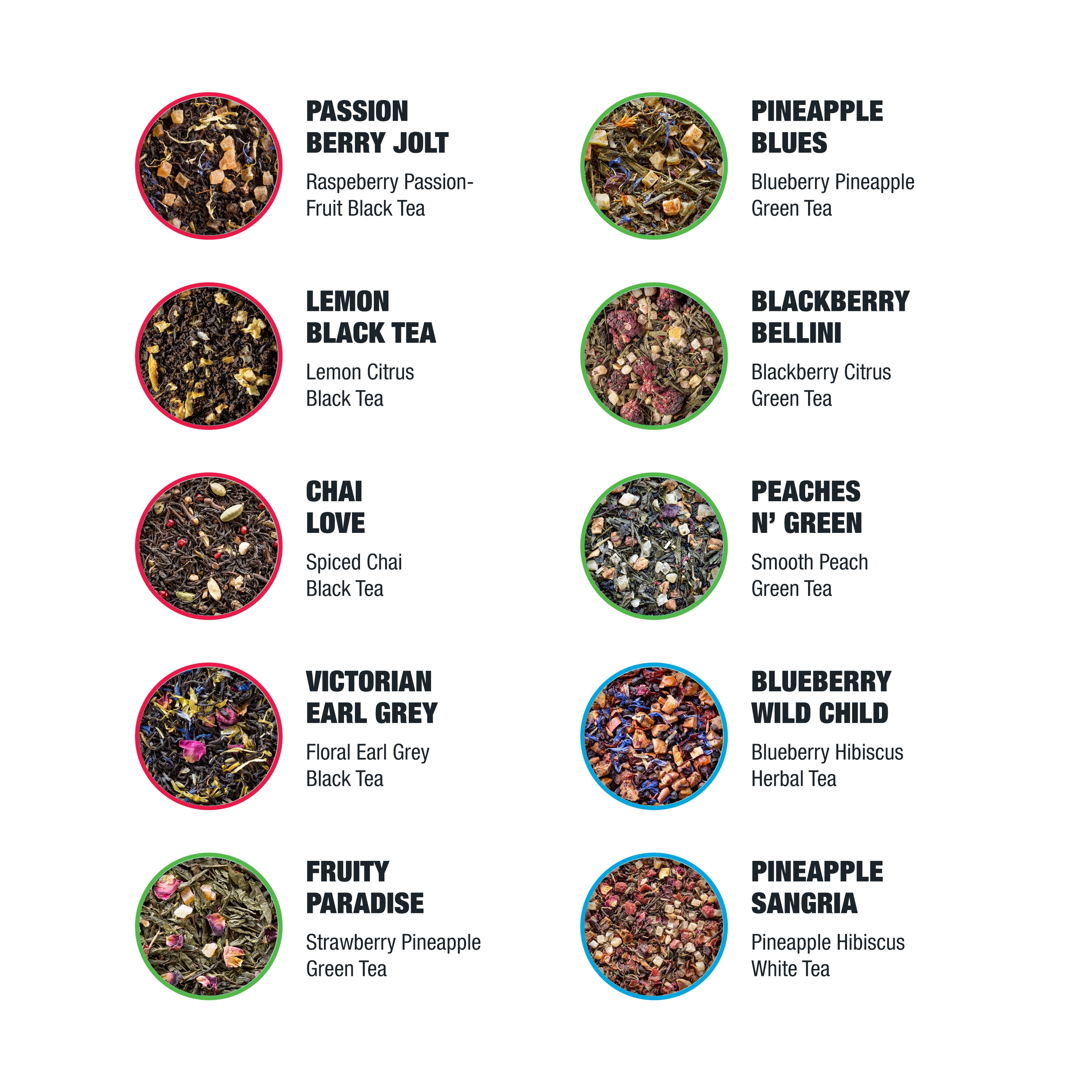 Tiesta Tea Discovery Sampler Set with Green, Herbal, Black and Chai Varieties