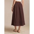 thumbnail image 3 of Brown Womens 100% Cotton A-Line Midi Skirt With Lace Hem And Side Pocket, 3 of 7