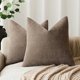 thumbnail image 1 of Chenchen Pack of 2 Soft Textured Chenille Throw Decorative Pillow Covers Square Accent Solid Cushion Cover Cozy Farmhouse Pillow Case with Zipper for Couch Sofa Bedroom Living Room 22x22 Inch, Taupe, 1 of 1
