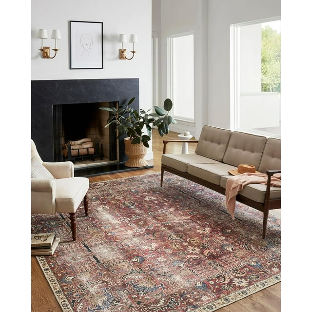 Chris Loves Julia x Loloi Jules Collection Area Rug JUL-01 Merlot/Multi 3'-6" x 5'-6"