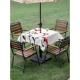 thumbnail image 4 of Outdoor Tablecloths with Umbrella Hole & Zipper, Red Flowers 54x54 Inch Square Tablecloths, Modern Minimalism Spring Botanical Floral Waterproof Table Cloth, Patio/Pool/Picnic Table Covers, 4 of 8