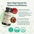 thumbnail image 4 of VINATURA Red Vine Leaf Extract - Horse Chestnut, 1300mg/serving *USA Made and Tested* Circulation and Vein Support for Healthy Legs - Helps Blood Flow, Leg Circulation - 60 Capsules (30 Servings), 4 of 8