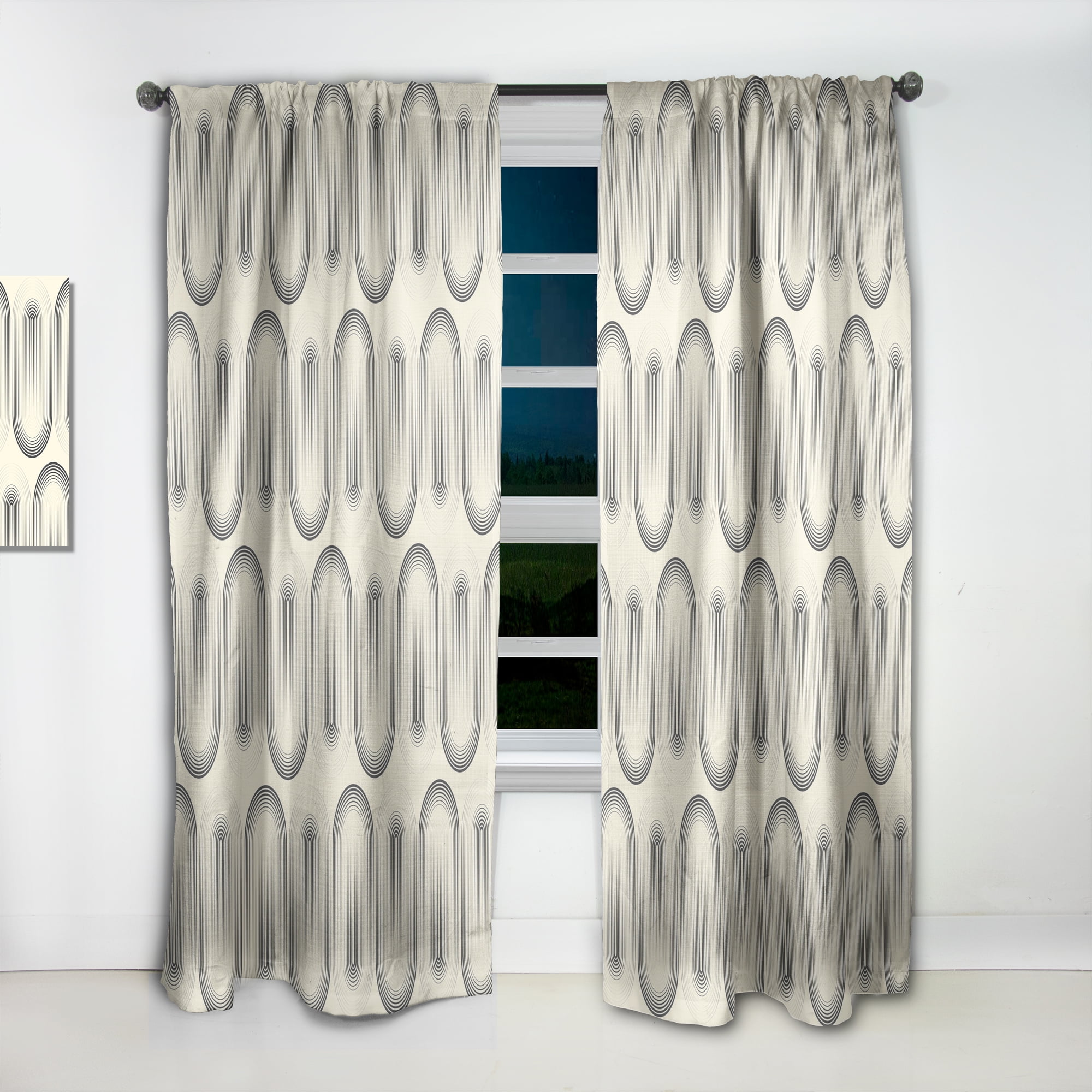 Designart 'Minimal Geometric Retro Curved Ornament I' Mid-Century Modern Curtain Panel