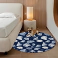 thumbnail image 3 of Summer Ocean Round Living Room Rugs 3.3 ft, Watercolor Blue Shell Conch Nautilus Washable Area Rug with Non-Slip Sturdy Edge Binding Round Front Door Mat Floor Carpet for Entryway, 3 of 9