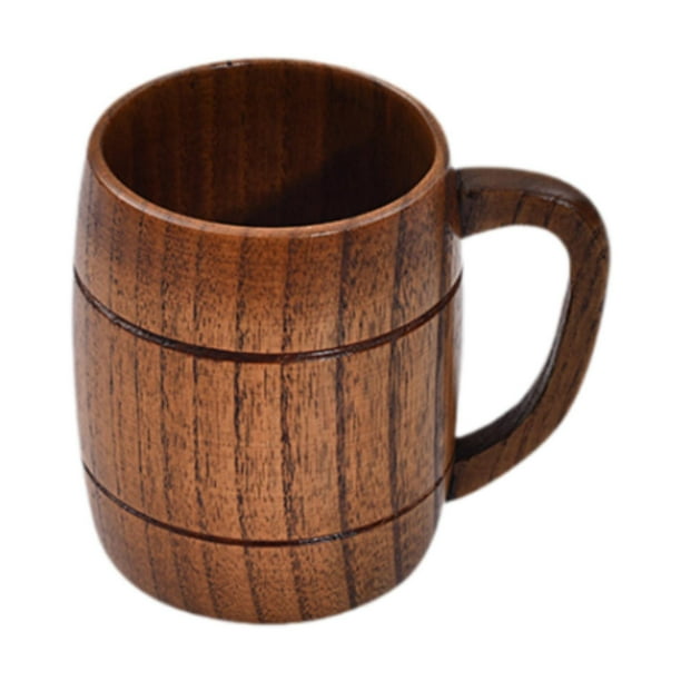 Jarra de cerveza de madera Taza de madera Simple Creativa Clásica Resistente Taza de té en forma de barril para leche Bebidas frías o calientes Inicio M con asa
