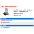 thumbnail image 2 of Headlight Dimmer Switch - Compatible with 1977 - 1990 Dodge D150 1978 1979 1980 1981 1982 1983 1984 1985 1986 1987 1988 1989, 2 of 2