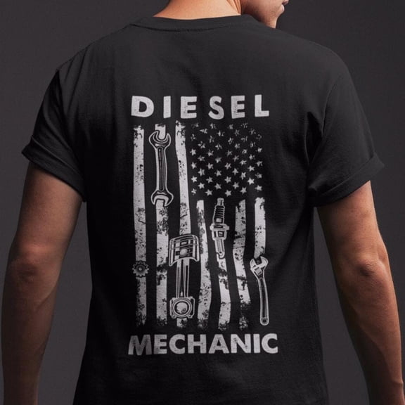 Diesel Mechanic Shirt: American Flag Wrench Design - Car Enthusiast Gift