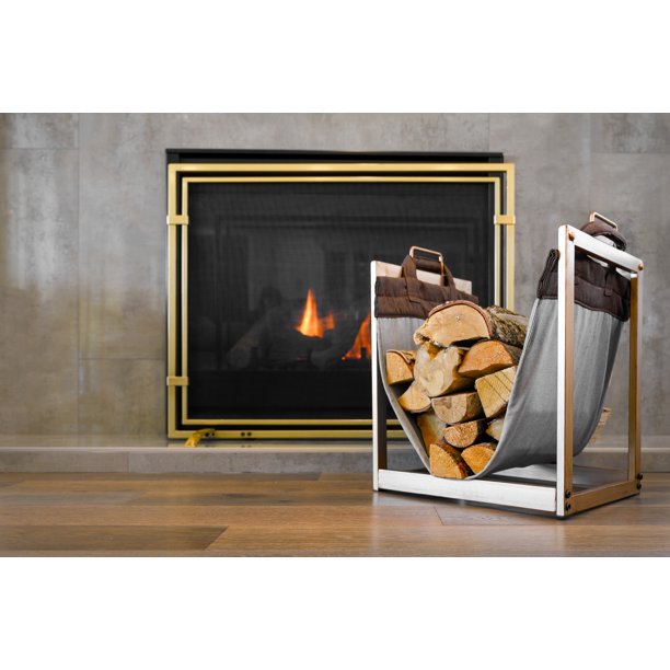 Firewood Racks Fireplace Log Holder with Canvas Carrier for Indoor