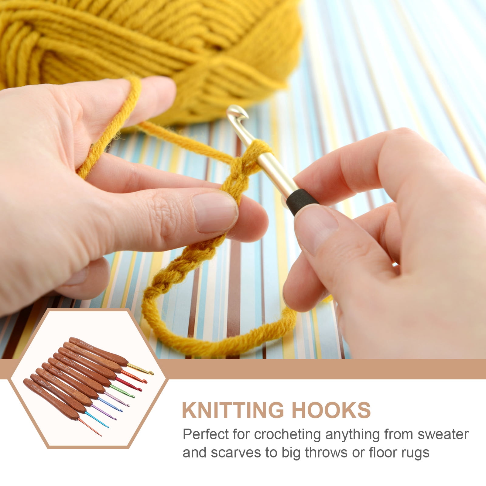 FONDOTIN Crochet Hooks Aluminium Knitting Tools