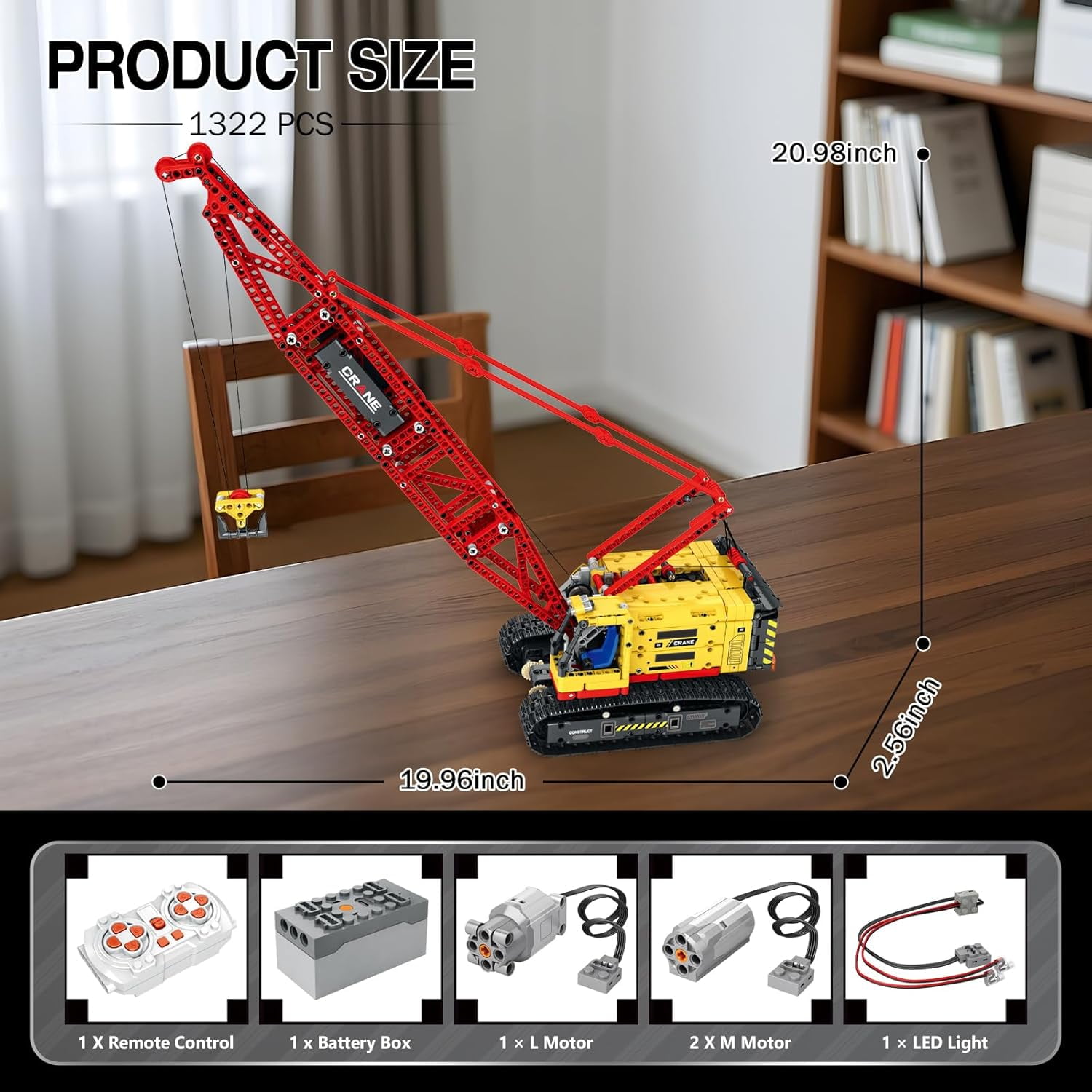 Crawler Crane Building Blocks Set,RC Remote Control Crane Construction Vehicles Toy for Adults,1322 PCS Engineering Truck, Birthday Gifts Ideas for Adults 22006