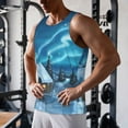 thumbnail image 5 of Gukieu Mountain Cottage In Snow Print Men's Quick Dry Fitness Vest, Round Neck Sleeveless Fitness Bodybuilding Top-Small, 5 of 7